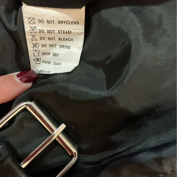 Boutique Black Vegan Leather Moto Jacket with Studded & Zipper Details Small - Picture 11 of 12